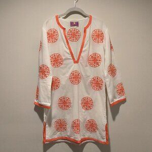Coj Laing embroidered tunic white and orange